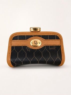 Vintage Christian Dior Honeycomb Monogram Kiss-Lock Coin Purse